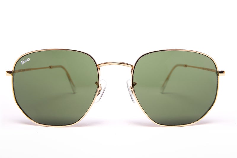 VEGAS Full Rim Hexagon Unisex Dark Green  Sunglasses V2021 C7 - Image 1